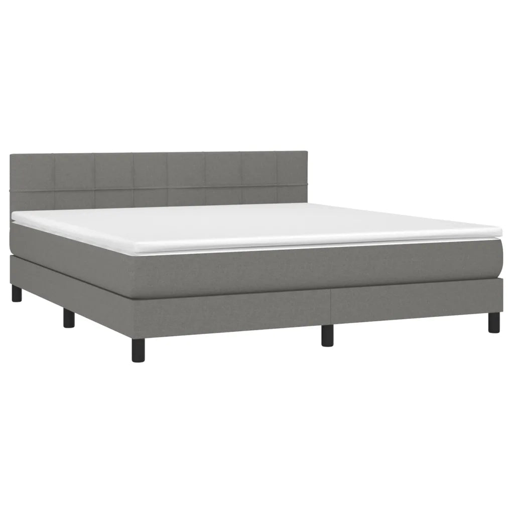Letto a Molle Materasso e LED Grigio Scuro 180x200cm in Tessuto 3133174