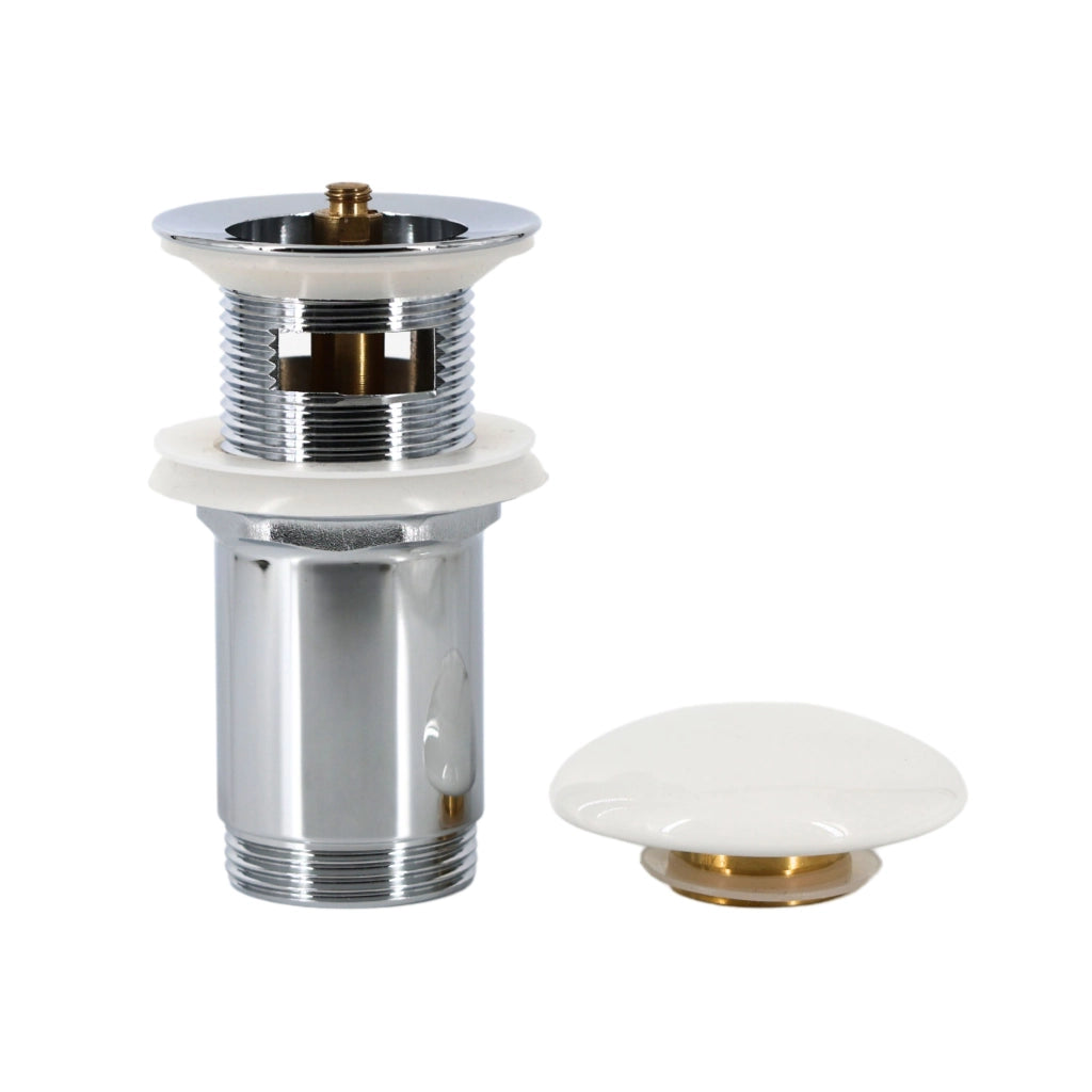 Piletta click clack 1.1/4 in ottone cromato ceramica bianca per lavabo bagno *** finitura- lucido, confezione 1