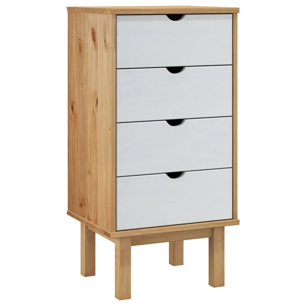 Cassettiera OTTA Marrone e Bianco 45x39x90 cm in Legno di Pino CFW6247274