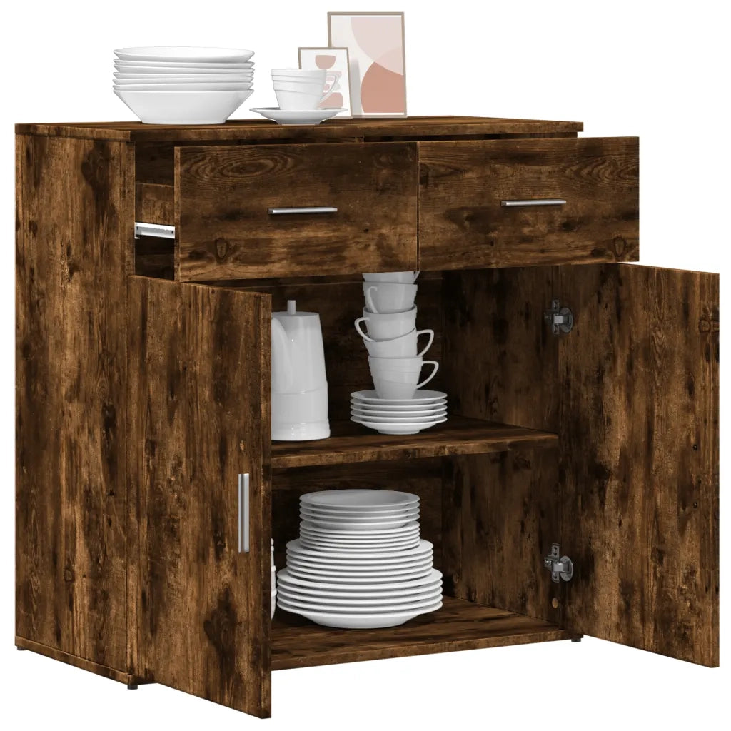 Credenza Rovere Fumo 79x38x80 cm in Legno Multistrato 840524