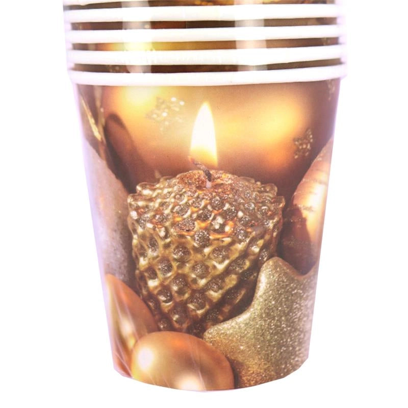BICCHIERI DI CARTA DI NATALE COLORE BIANCO/DORATO MOTIVO NATALIZIO 50PZ 200CC