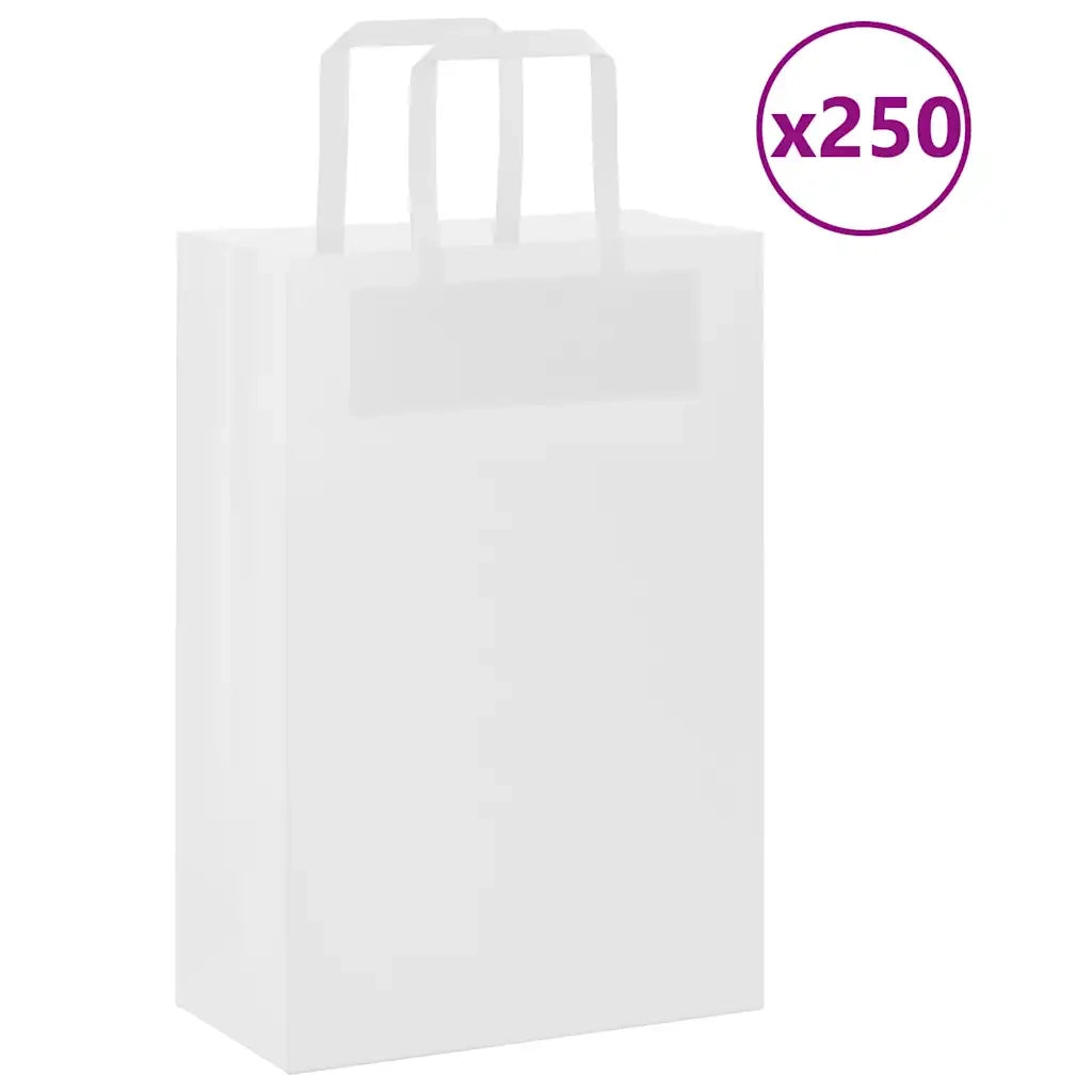 Sacchetti di Carta 250 pz con Manici Bianchi 21x11x31 cm
