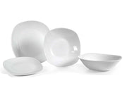 SERVIZIO DI PIATTI DA TAVOLA BIANCO 19 PEZZI CON INSALATIERA DESIGN QUADRATO
