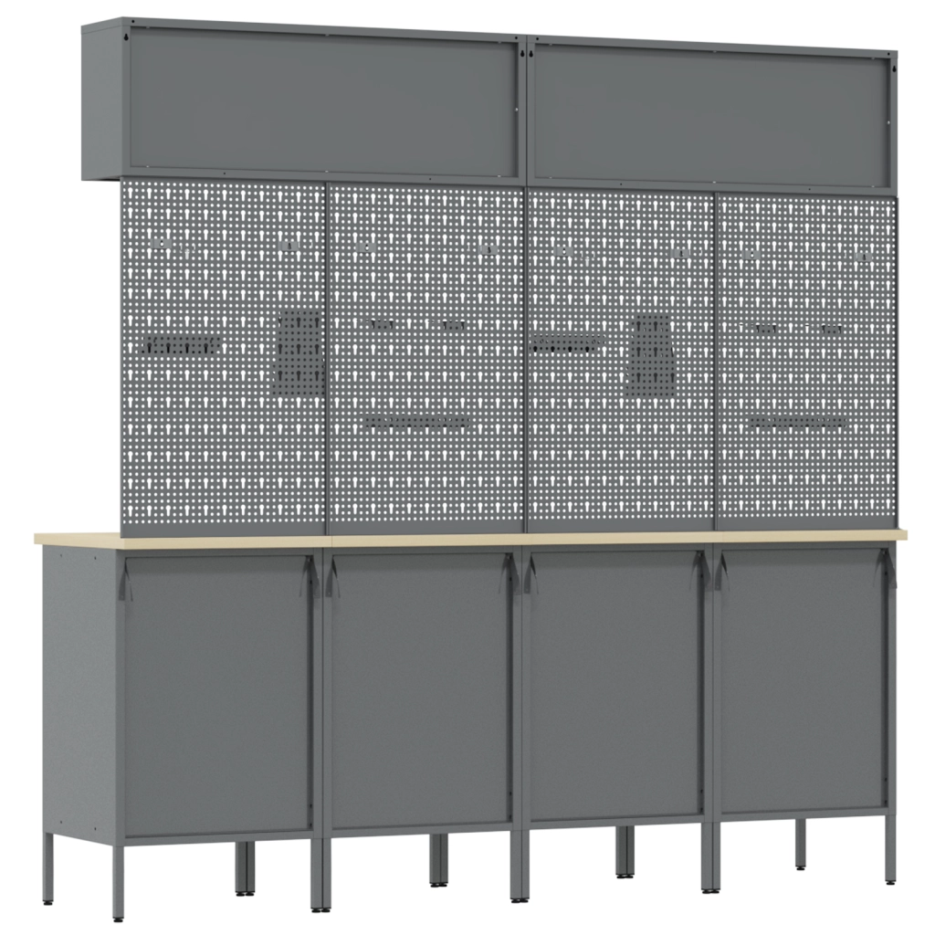 Set di 10 mensole per cabinet in MDF rosso e metallo