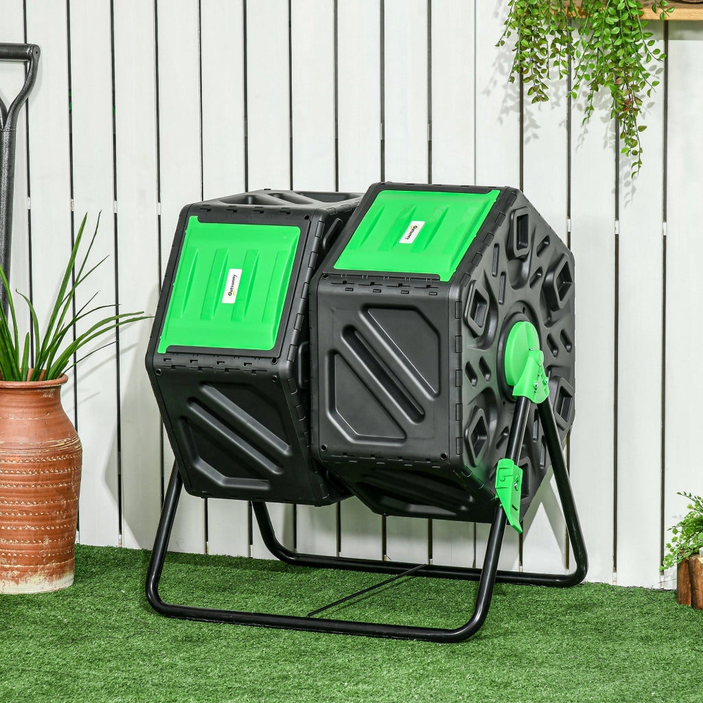 Compostiera Giardino Rotante 360¡ã ¨C zephmum ¨C Nero 130L 67x60x77 cm
