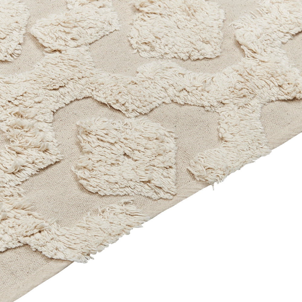 Tappeto in cotone beige 160 x 230 cm motivo geometrico trapuntato minimalista soggiorno camera da letto