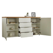 Madia Satriano, Credenza 4 Ripiani Made in Italy, 180x43x89h cm Bianco Lucido