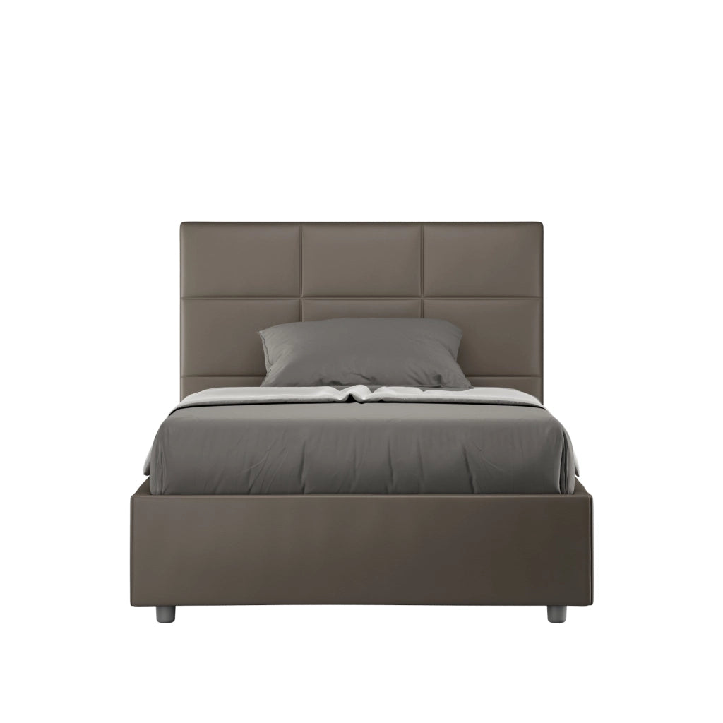 Letto 1 Piazza e Mezzo 120x190 cm con Rete e Contenitore Mika Cappuccino