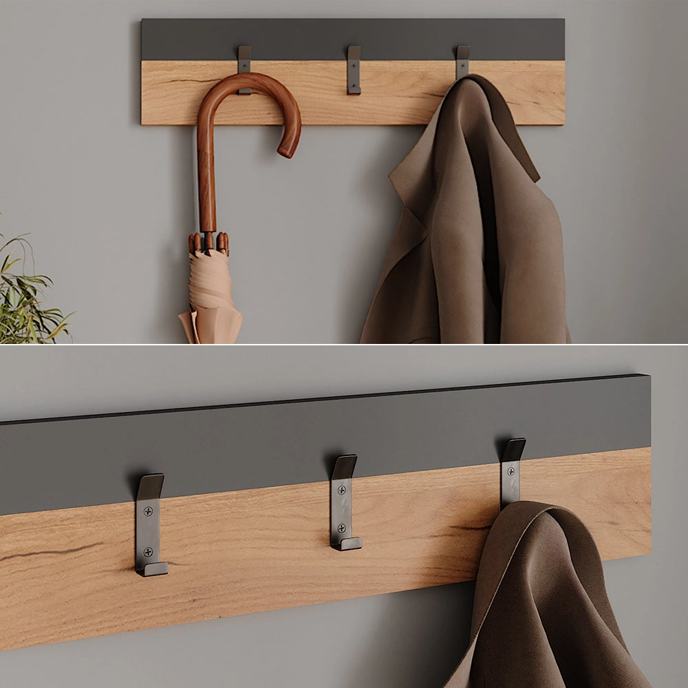 Vicco Appendiabiti da parete Antracite/quercia dorata 60 x 15 cm
