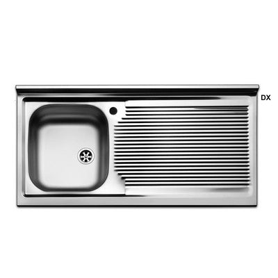 Lavello Appoggio Acciaio Inox 1 Vasca Gocciolatoio Destro Apell Argento 100 x 50 cm