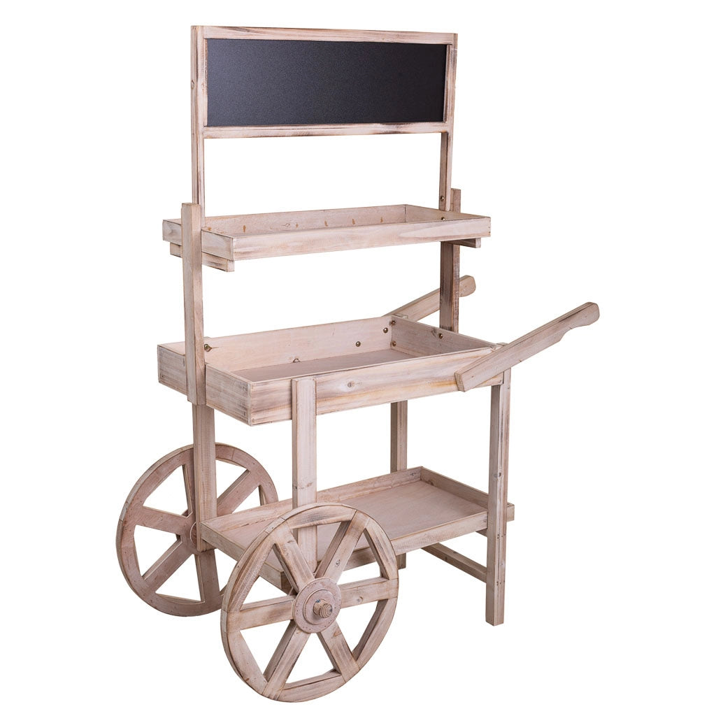 Carrello espositivo in legno bianco 95x51x128h