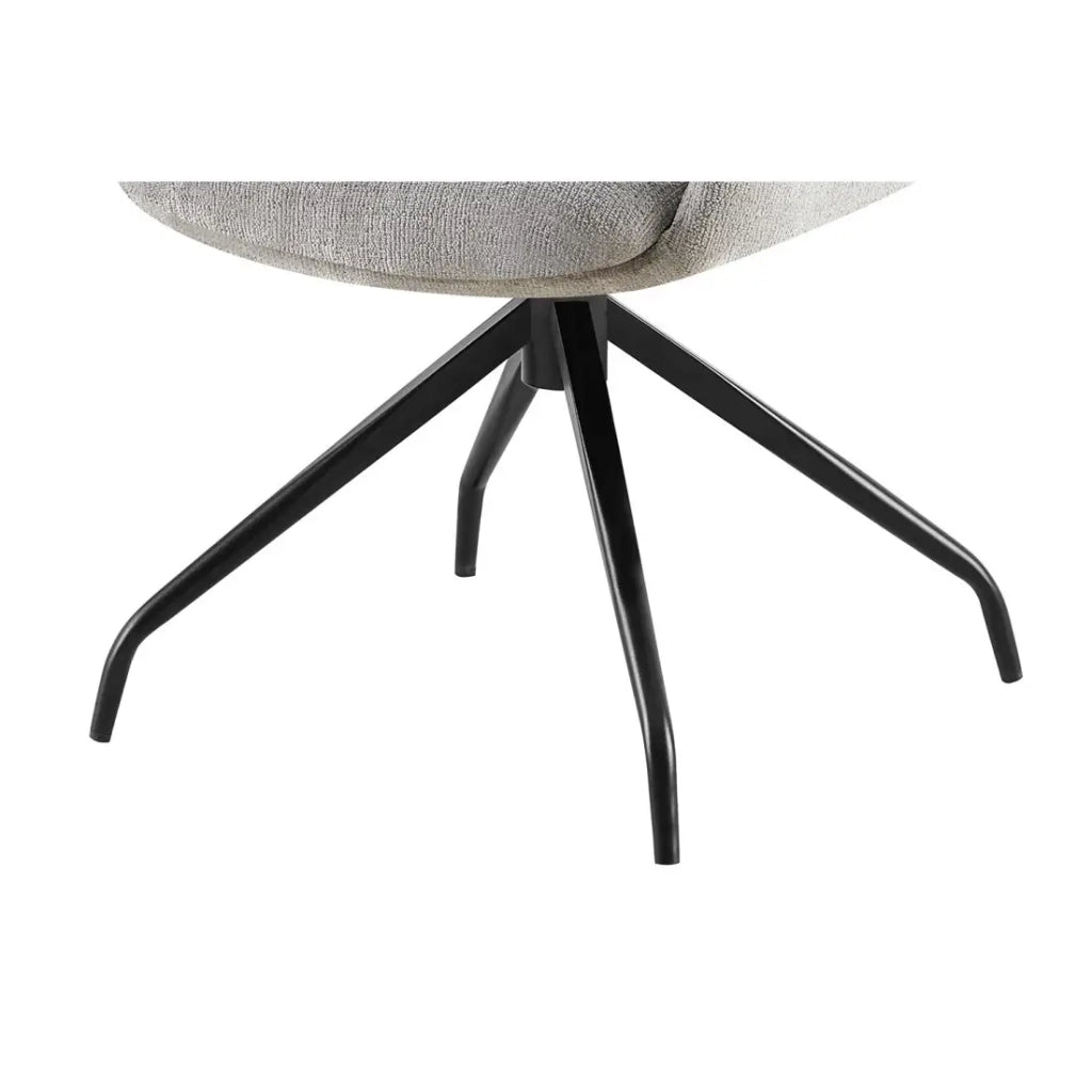Sedia da pranzo girevole TRINITY – Tessuto grigio – Con braccioli – Piedi in metallo nero – Stile design/industriale