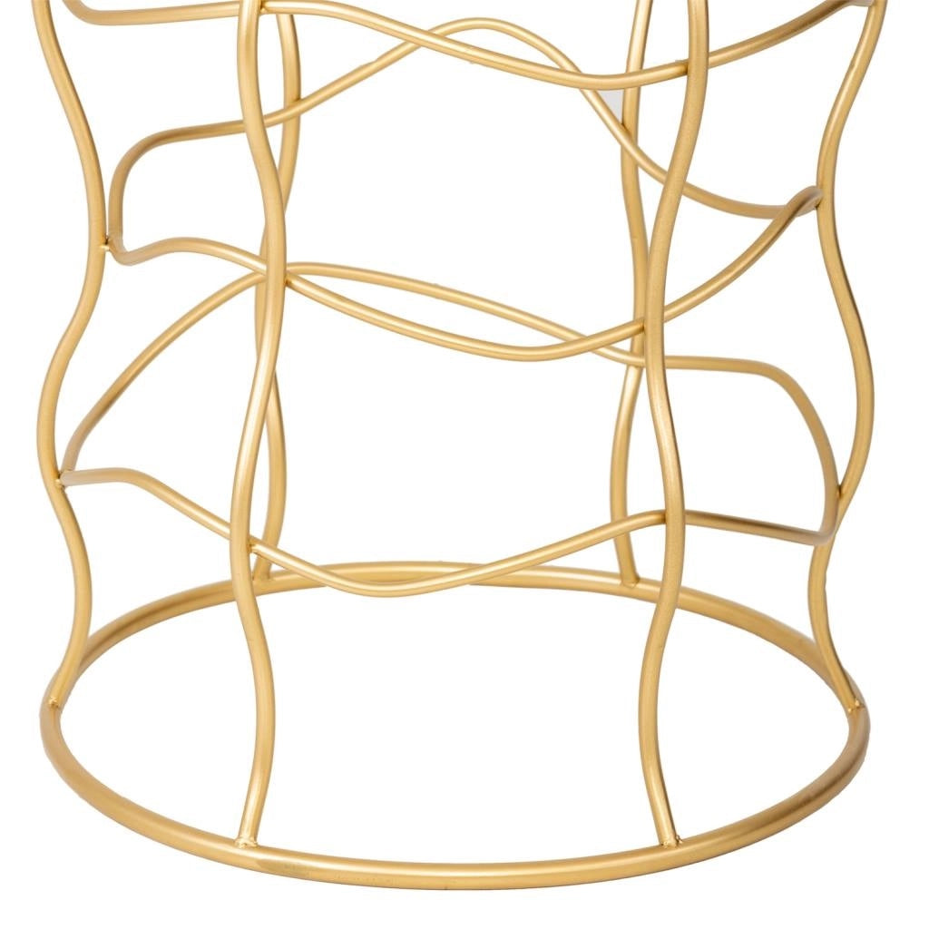 Tavolino in metallo dorato e vetro D46x60