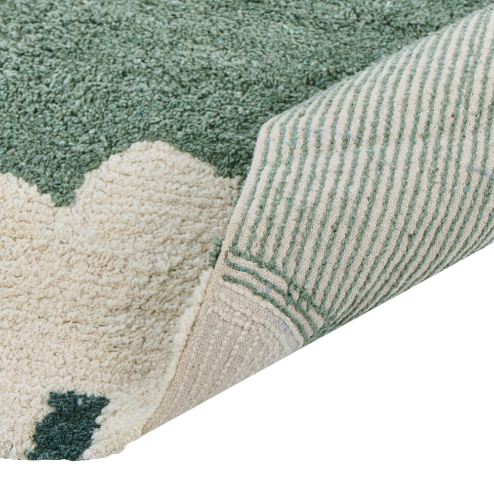 Tappeto verde in cotone 160 x 230 cm con motivi floreali decorativi in stile bohémien Soggiorno Bambini Camera dei bambini