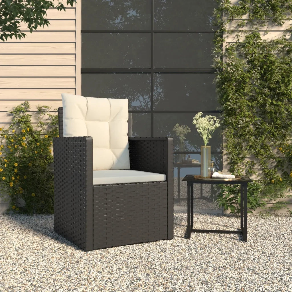Poltrona da Giardino con Cuscini Nera in Polyrattan CFW1985844