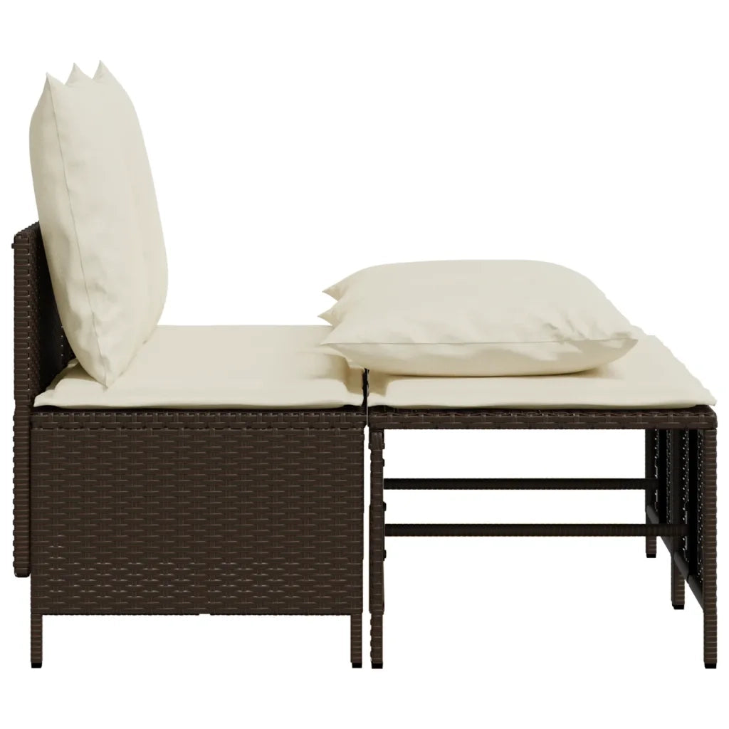 Set Divano da Giardino 4 pz con Cuscini Marrone in Polyrattan 368381