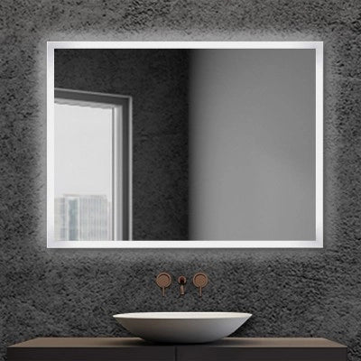 Specchio bagno 90x70 cm reversibile con cornice LED bianco naturale