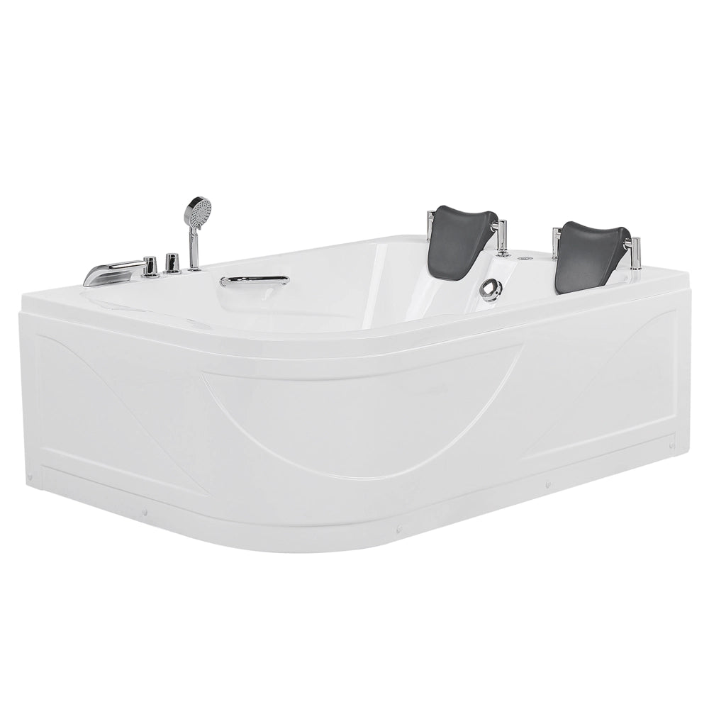 Vasca Idromassaggio Acrilico Bianco 170 x 119 cm Luci LED Subacquee versione sinistra Curva Doppio Idromassaggio