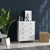 Cassettiera con 5 Cassetti in Legno Salvaspazio e Antiribaltamento, 74x40x91cm, Bianco