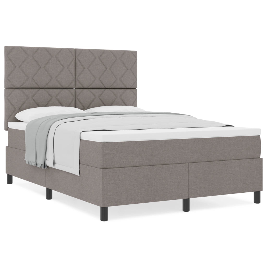 Letto Box Spring con Materasso Taupe 160x200 cm Tessuto