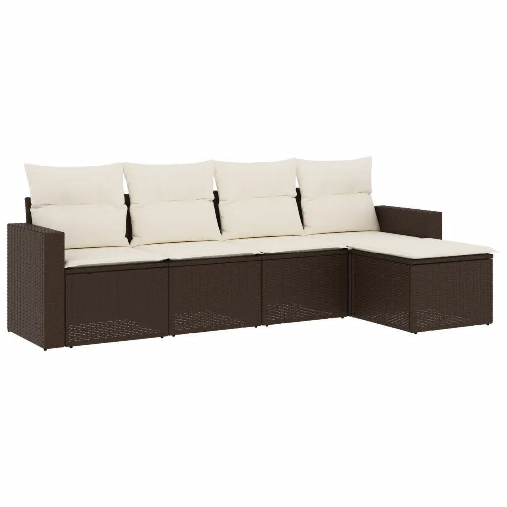 Set Divano da Giardino 5 pz con Cuscini Marrone in Polyrattan 3251230