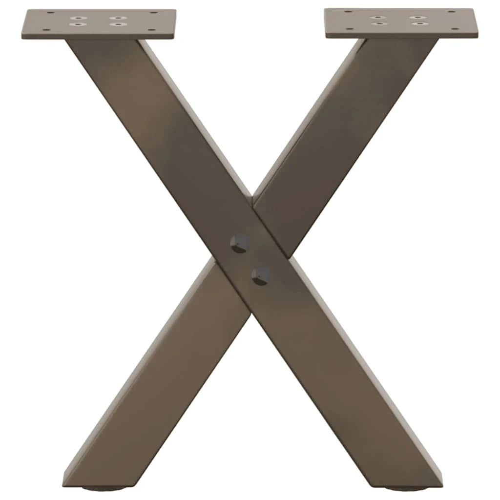 Set di 2 gambe per tavolino a forma di X 37 x 30 cm con piedini regolabili design moderno acciaio naturale 02_0057150