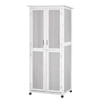Casetta Porta Attrezzi in Legno di Abete a 3 Livelli con Tetto in Bitume, 77x58x175 cm, Grigio