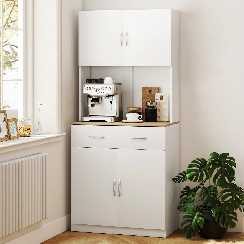 Armadio da Cucina ¨C zephmum ¨C 4 Ante, Cassetto, Bianco, 80x40x180cm