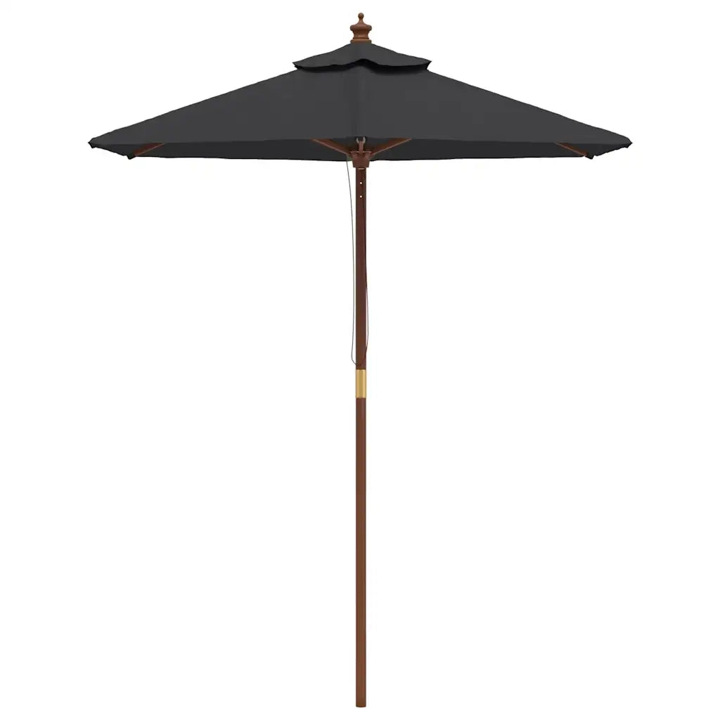 Ombrellone da Giardino-Ombrello da Balcone con Palo in Legno Nero 196x231 cm
