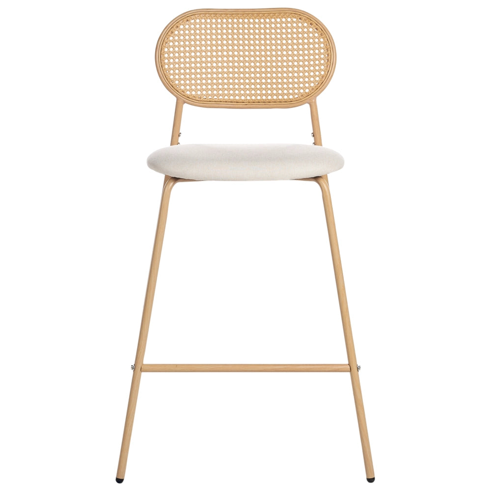 Set di 2 sedie da bar con struttura in metallo e schienale in rattan legno chiaro sgabelli da bar eleganti