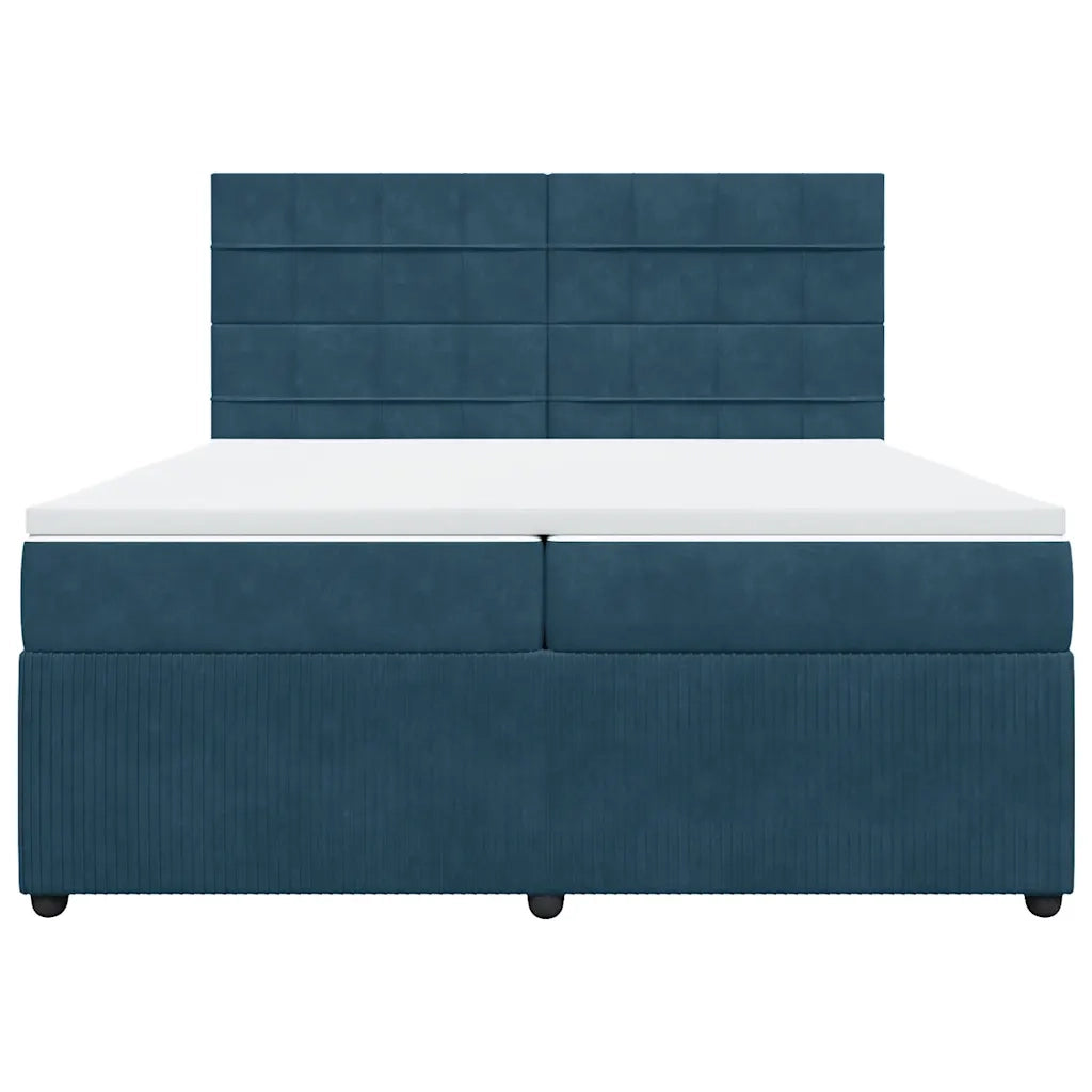 Giroletto a Molle con Materasso Blu 200x200 cm in Velluto