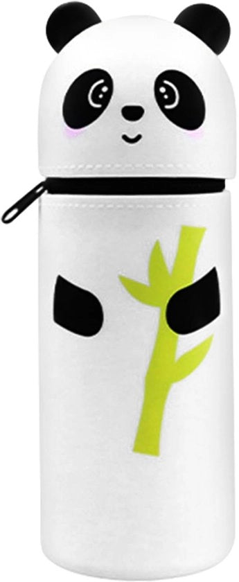Etui in silicone 2 in 1, Tas in silicone morbido 2 in 1, Etui Kawaii in silicone morbido, Etui in silicone morbido per penna, penne e tappo, Etui animale in silicone morbido, Etui (Panda) in silicone morbido