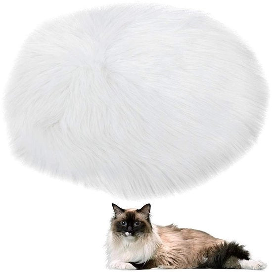 Mat di riscaldamento per gatti con termostato intelligente - Mat di riscaldamento per gatti - Mat di riscaldamento in peluche - Impermeabile - Diametro 44cm - Costante 28,5°C - Cuscino per animali domestici