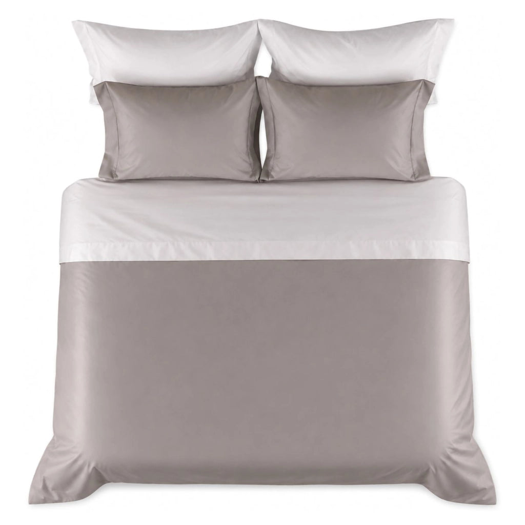Rosirora, set Completo Letto Piazza e Mezza in Percalle, Grigio