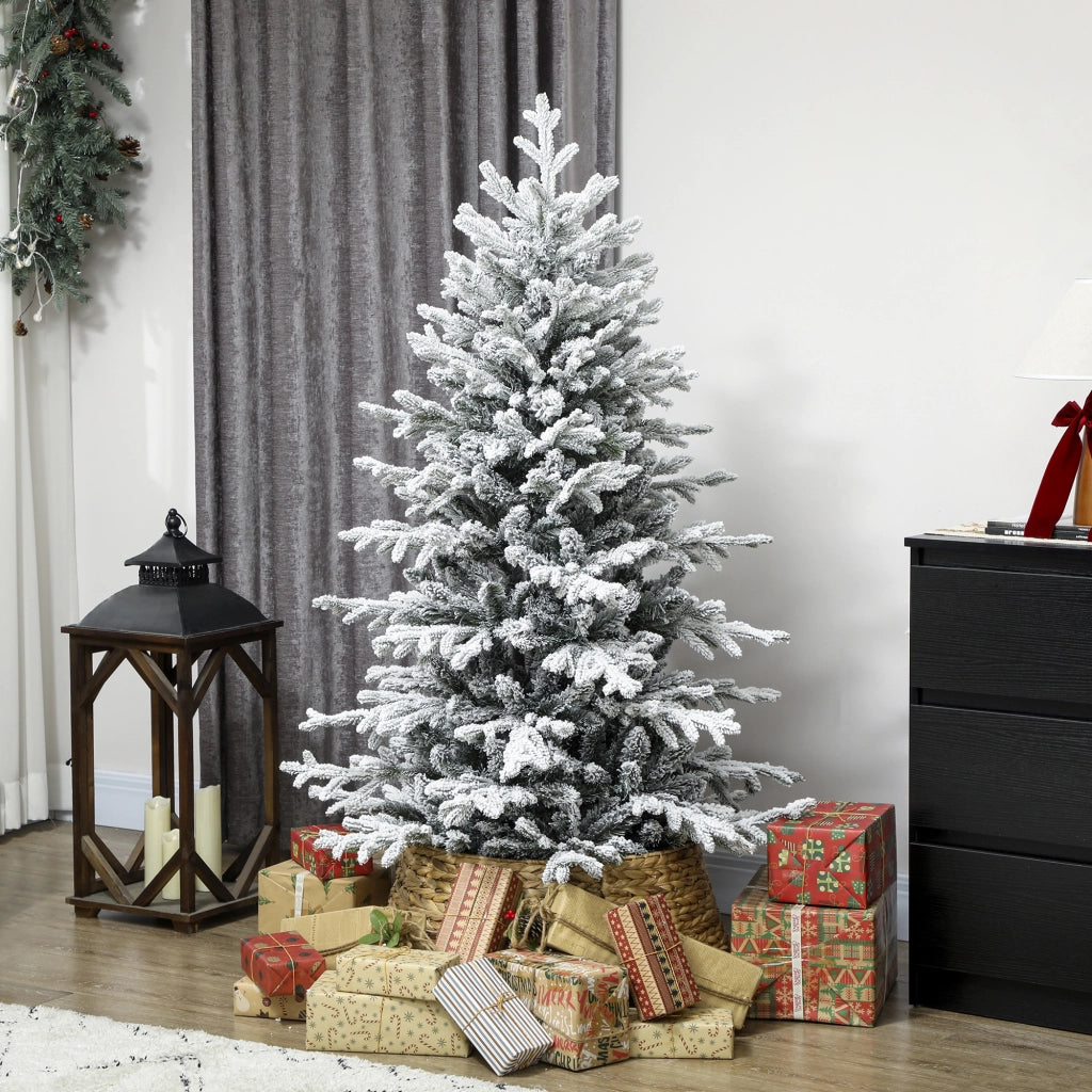 Albero di Natale Artificiale 150cm con Neve ¨C zephmum ¨C 1162 Rami, Pieghevole, Base in Metallo