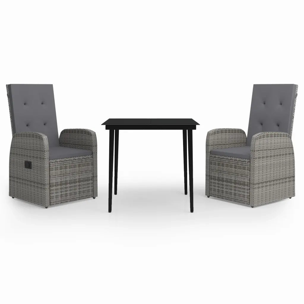 Set Mobili da Pranzo da Giardino con Cuscini 3 pz Grigio cod mxl 40999