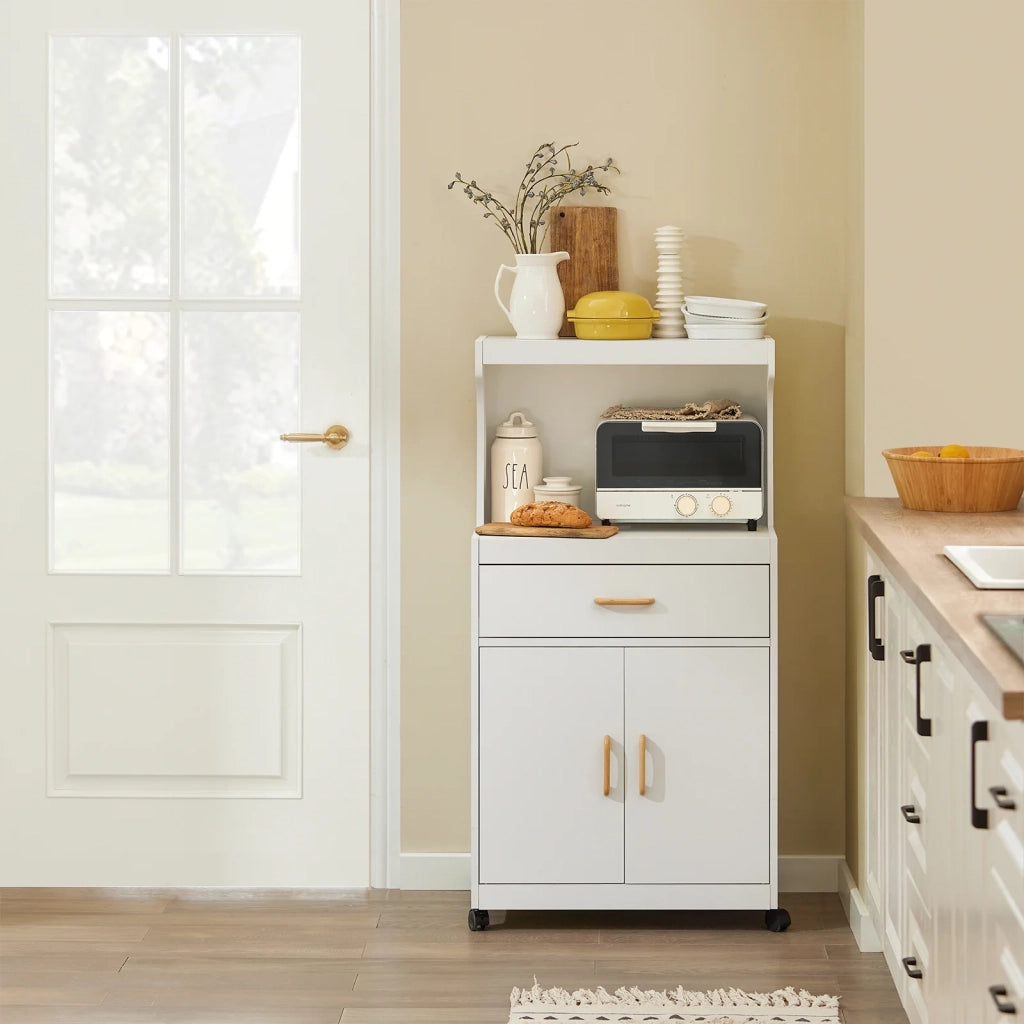 Mobile microonde Credenza cucina con route, bianco, FSB12-W