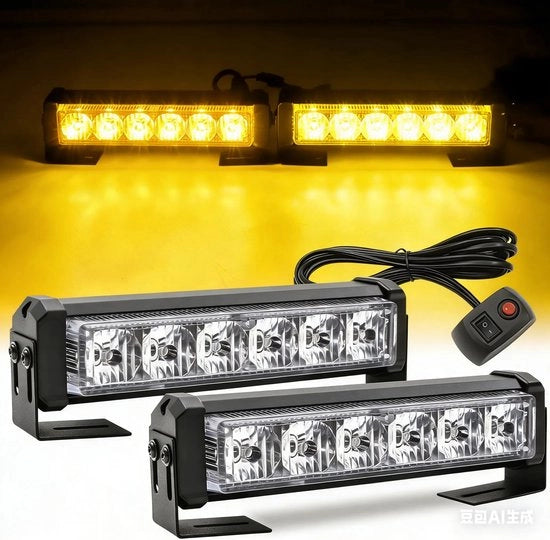Fari Orangesi - 12V - 24V - 8 Set di Lampi - Fari di Emergenza - Camion - Camioncetta - Autobus - Lavorare in Sicurezza sulla Strada - Con Interruttore - 2 Pezzi