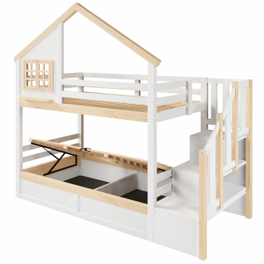 Letto a castello 90x200 cm con vano contenitore idraulico