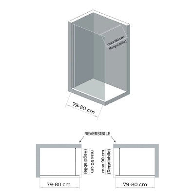 Doccia Walk-In 80 cm cristallo trasparente 6 mm H 200 cm Klug
