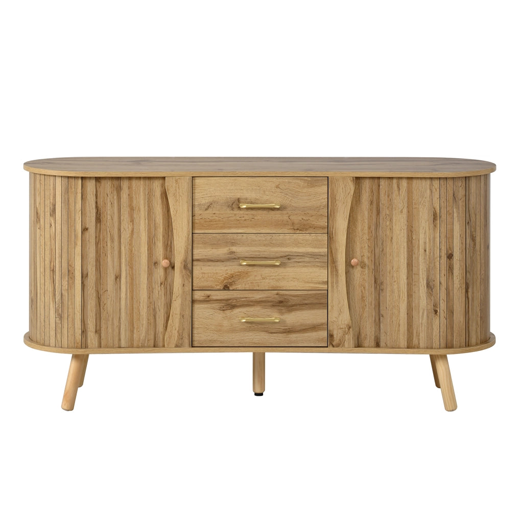 Credenza con Ante Scorrevoli e Cassetti ¨C Xylo ¨C Legno MDF, Gambe Massello, Design Moderno