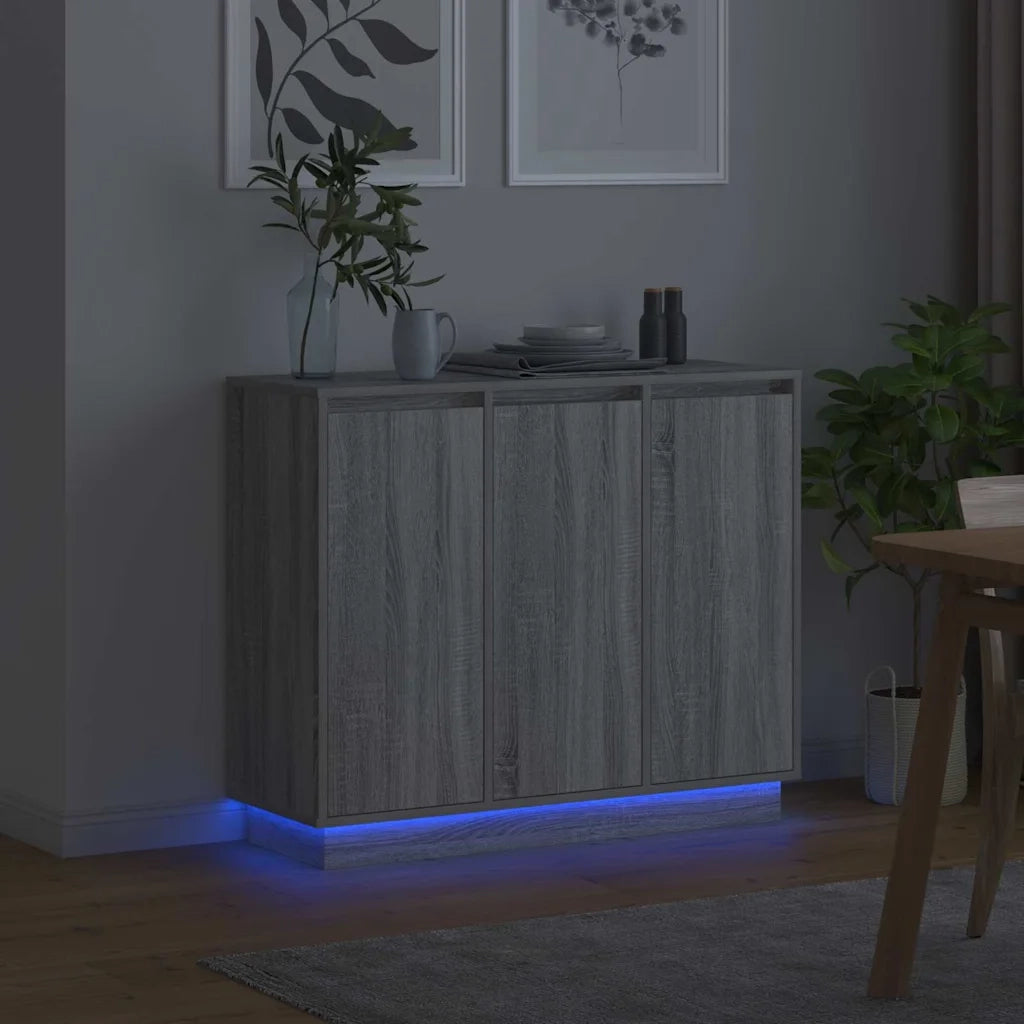 Madia LED Grigio Sonoma 90 x 32 x 75 cm Legno ingegnerizzato 869679