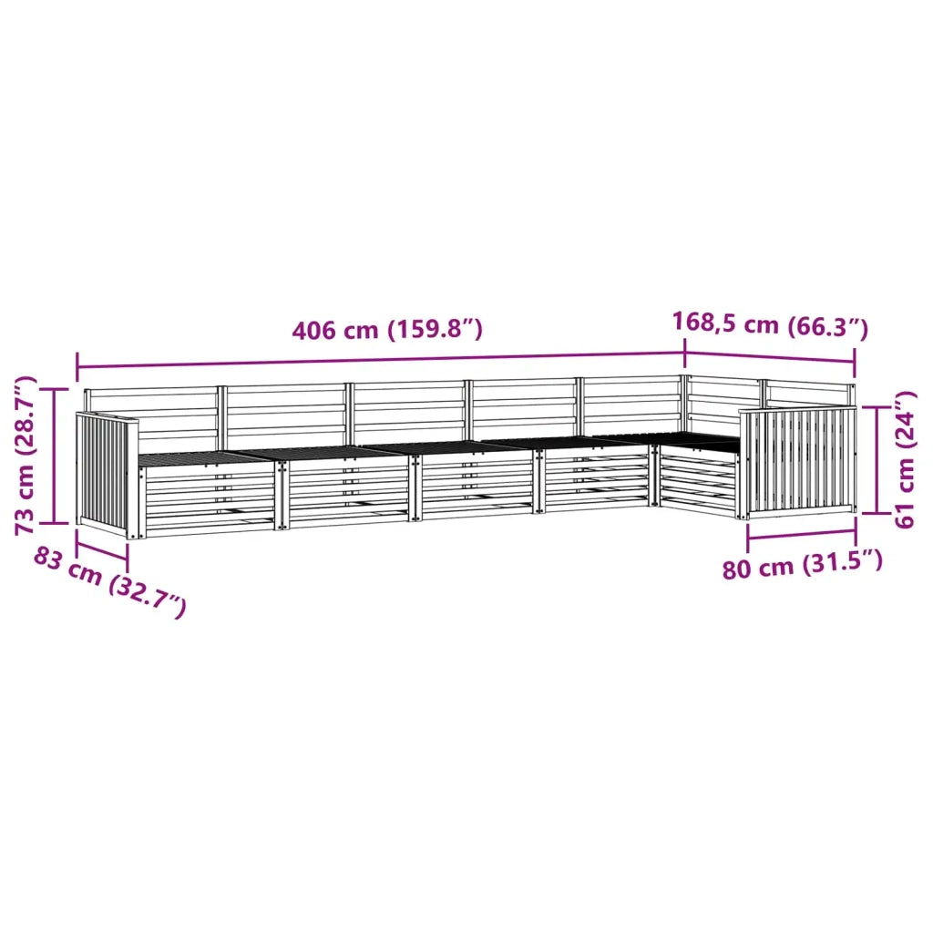 Set di divani da esterno 6 pcs Naturale
