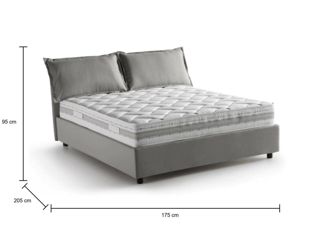 Letto Matrimoniale Amelinda, Letto Matrimoniale Materasso Incluso Made in Italy, Grigio