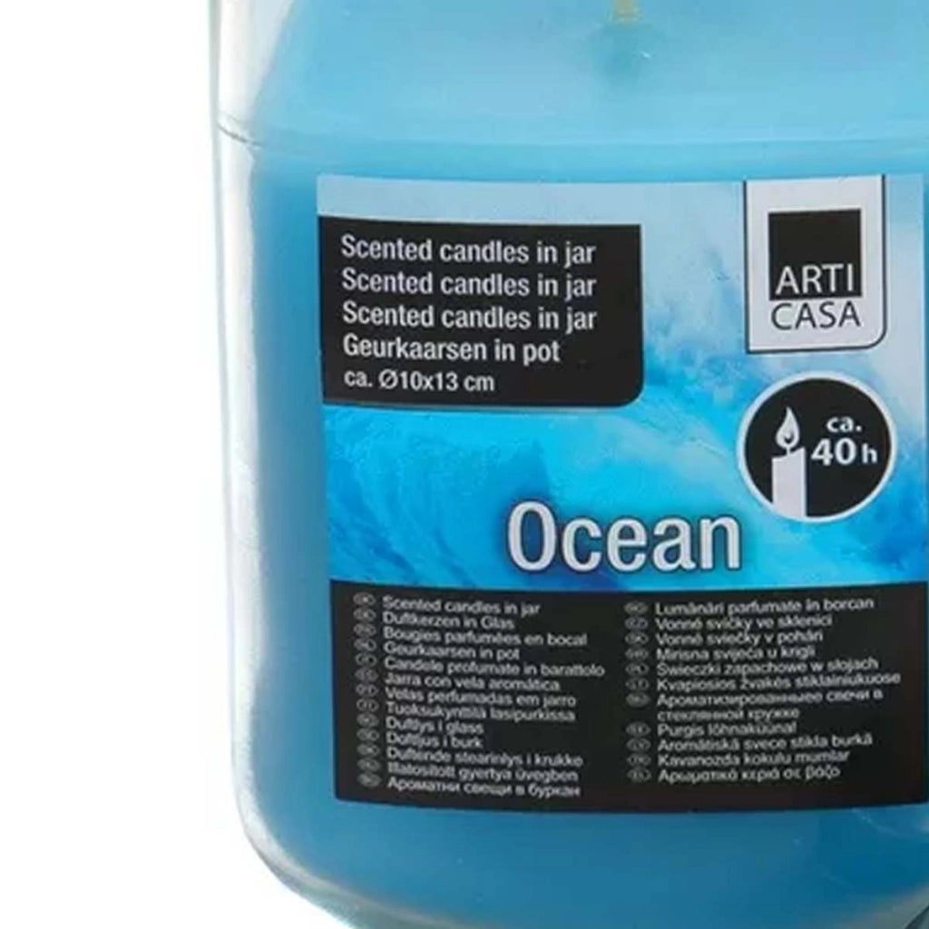 Candela Profumata Oceano 40h in un Barattolo con Coperchio Blu Articasa