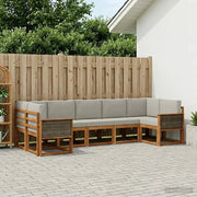 Set di divani da esterno 7 pcs Naturale e Grigio Chiaro