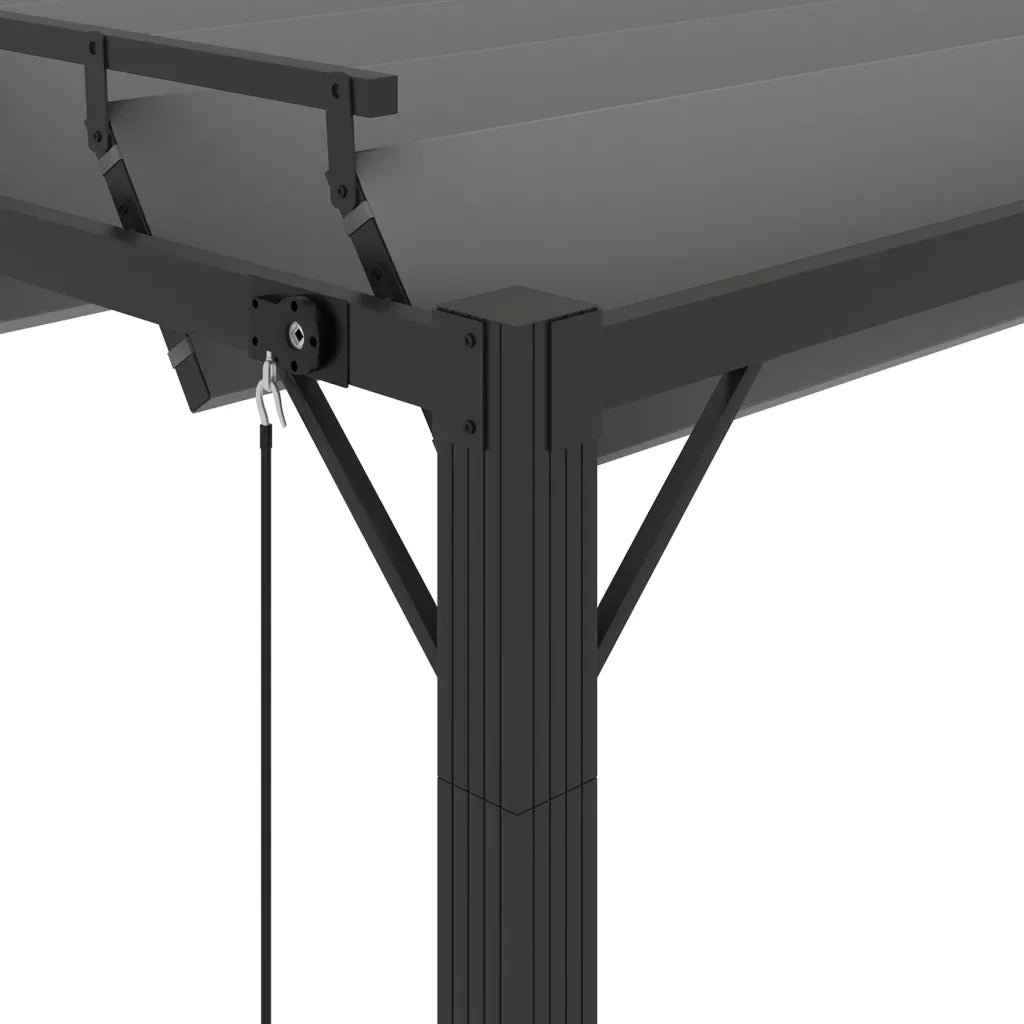 Gazebo con Tetto a Lamelle 3x3 m in Tessuto Antracite/Alluminio