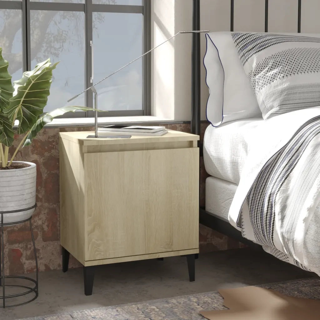 Comodini con Gambe in Metallo Rovere Sonoma 40x30x50 cm 805840