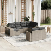 Set Divano Giardino 10 pz con Cuscini Grigio Chiaro Polyrattan
