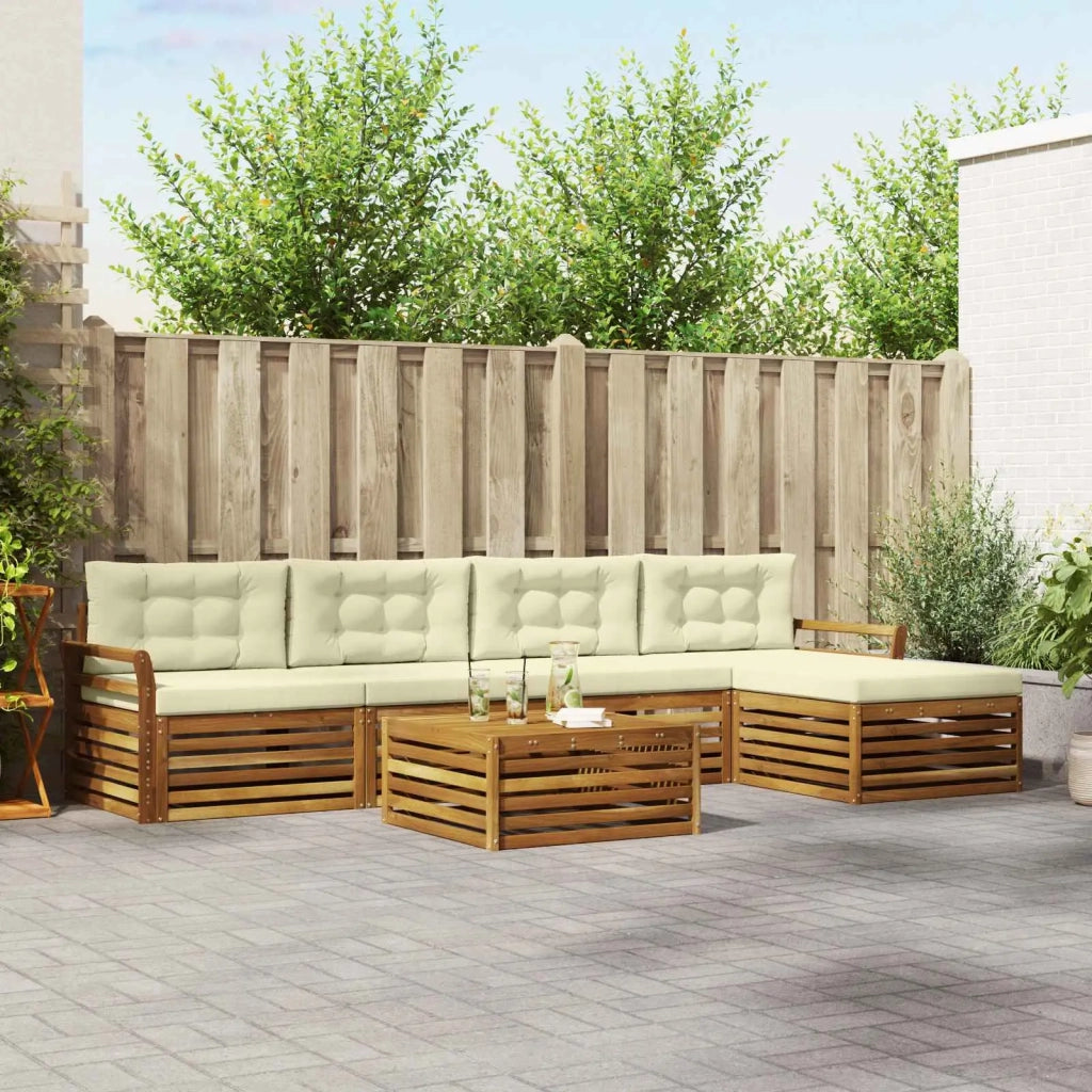 Set di divani da esterno con cuscino 6 pcs Naturale e Crema